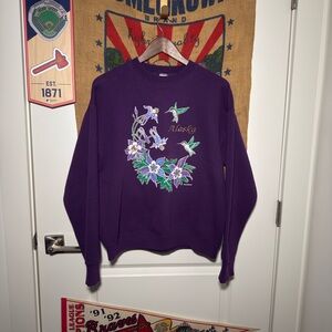 Vintage Y2K Prairie Mountain Purple Alaska Nature Pullover Sweater (L)